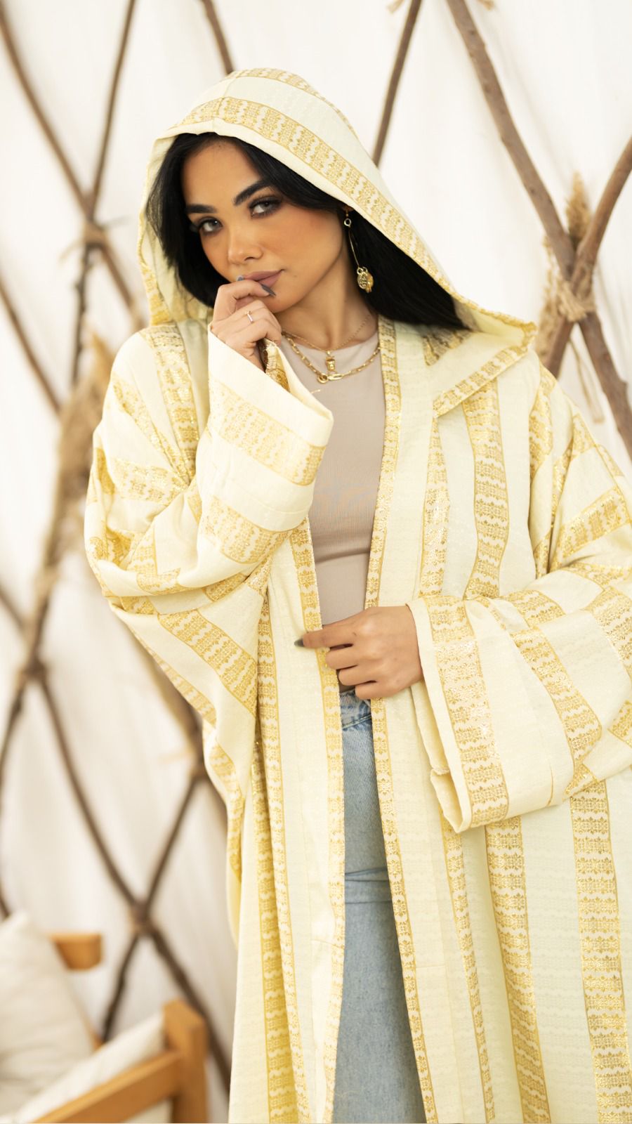 Kaftan yellow and gold